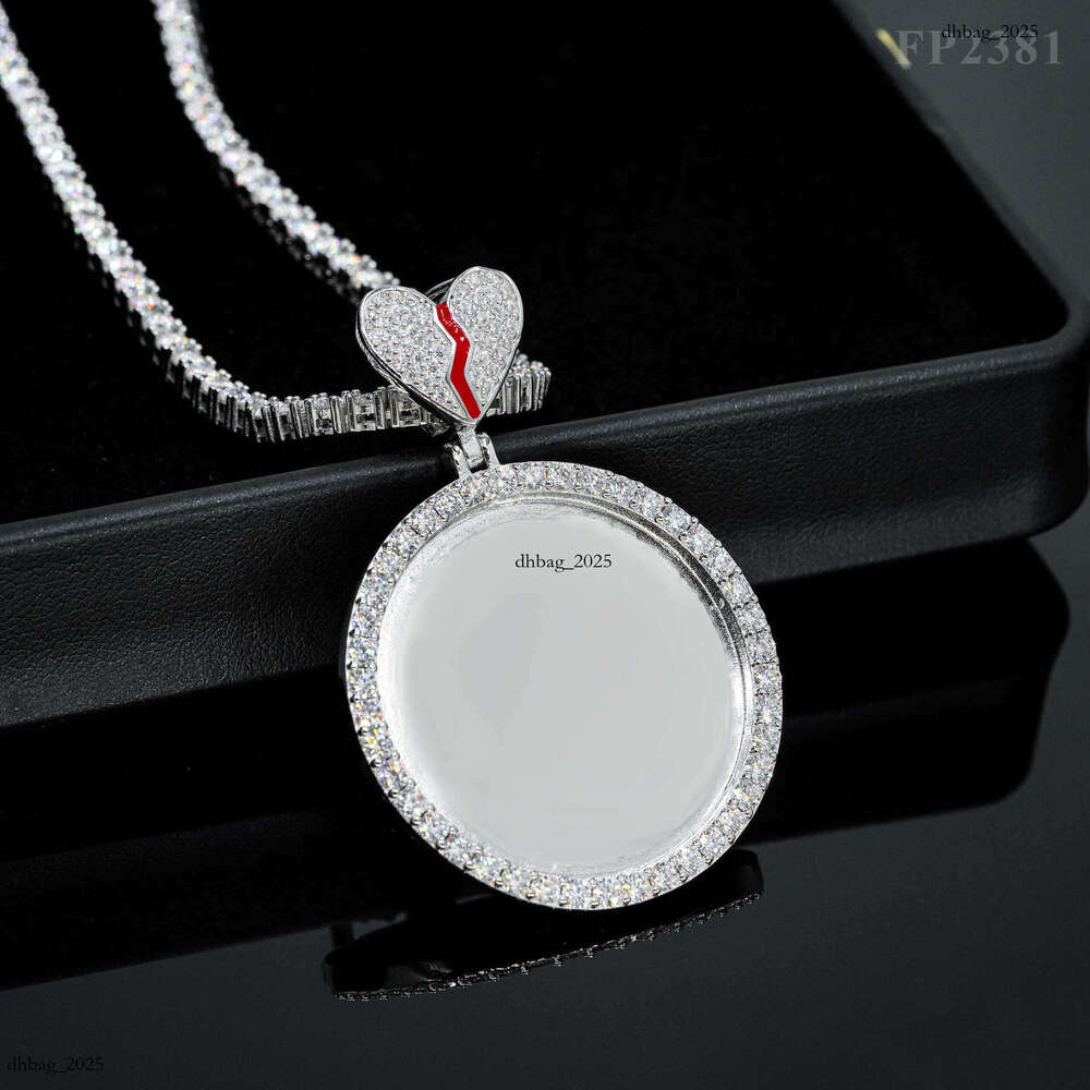 DIY Photo Memory Frame Heart Oil Drop Round Sier Moissanite Men and Women Commemorative Pendant