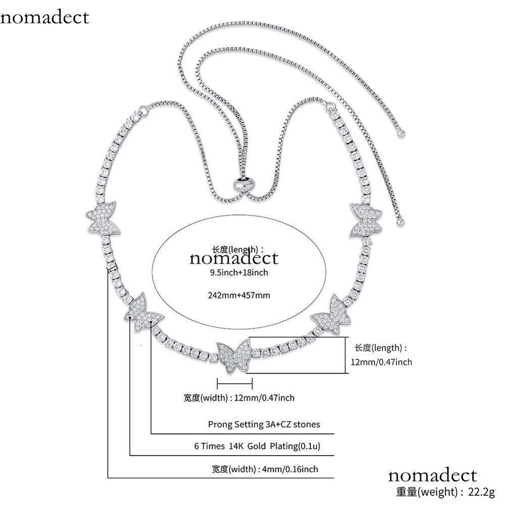 Butterfly Colorful Cuban Chain Full Moissanite chain Hip Hop Trendy Unisex Necklace