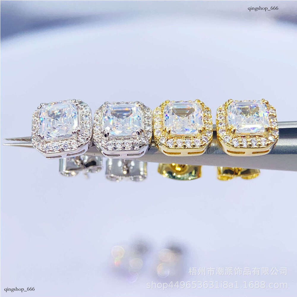 Hip-Hop Zirconia Stud Full Dia Electroplated Fashion Versatile New Style Exquisite Earrings
