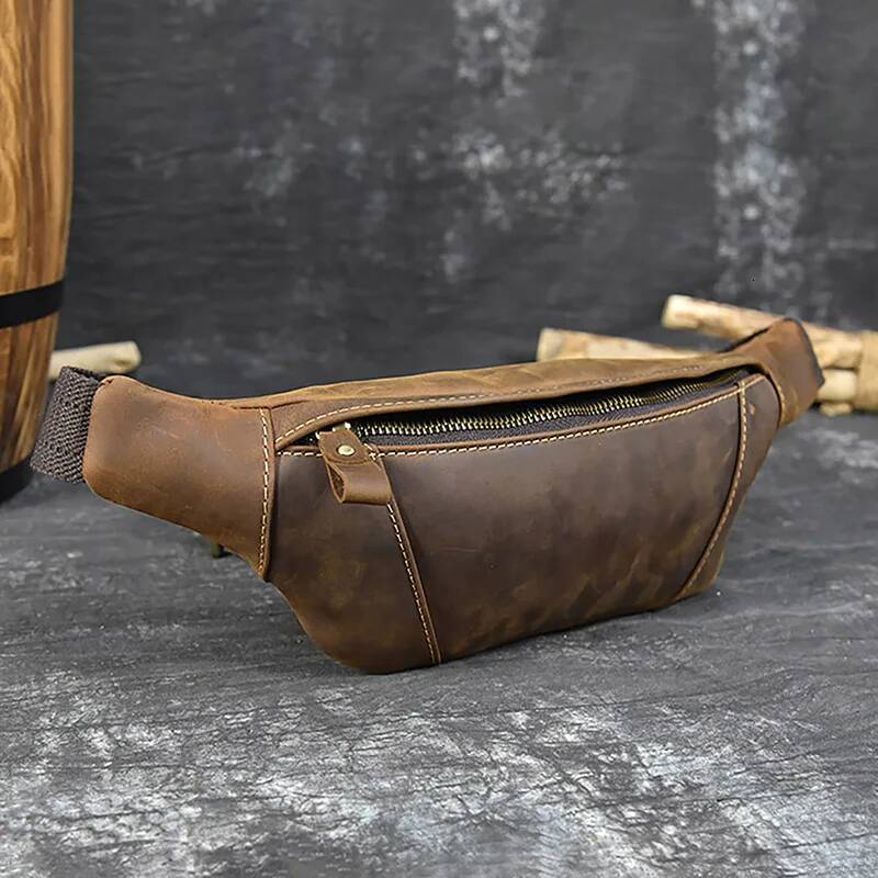 High Quality Men's Waist Chest Dual Use Crossbody For Man Male Sling Bag Belt Pouch Genuine Leather