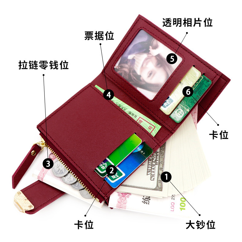 Factory Direct Supply New Women's Zipper Short Wallet Buckle Fresh Artistic Small Square Luxury Bag Bag Coin Purse Women's Bag