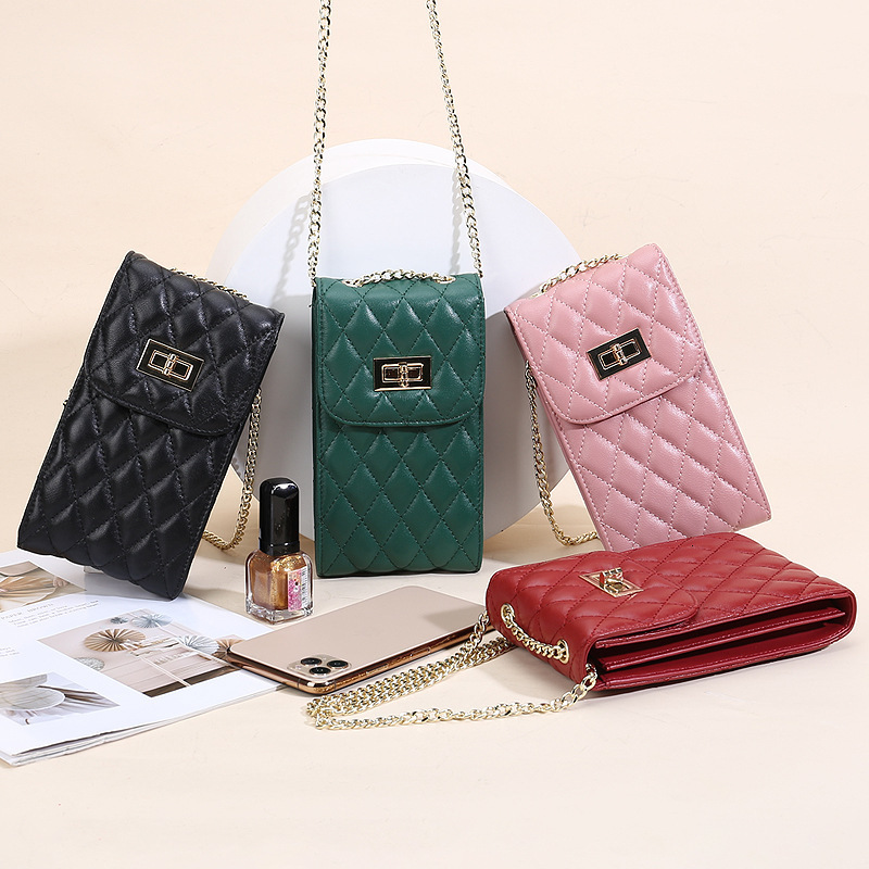 Korean Version Multifunctional Sheepskin Chain Bag Slanted Shoulder Bag Upright Phone Bag Luxury Bag Free Delivery Designer Leather Women's Bag