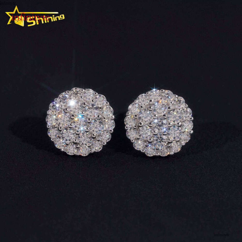 Pass Tester GRA Certified Stocks VVS Dia Fully Iced Out Sier Jewelry Moissanite Stud Earrings