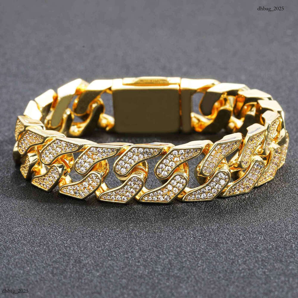 Bracelet 16mm Cuban Chain Geometric Full Zircon Men's Personality Hip Hop Jewelry