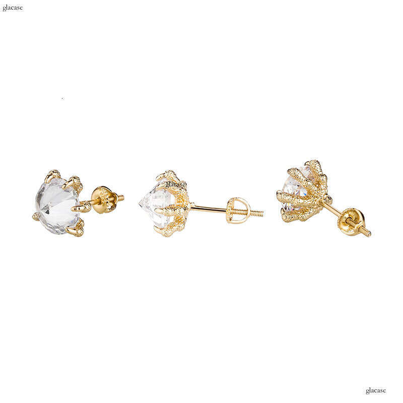 Hot Selling Hip-Hop Chinese Style Dragon Claw Large Zircon Sier Needle Earrings Personality Simple Unisex Ear Jewelry