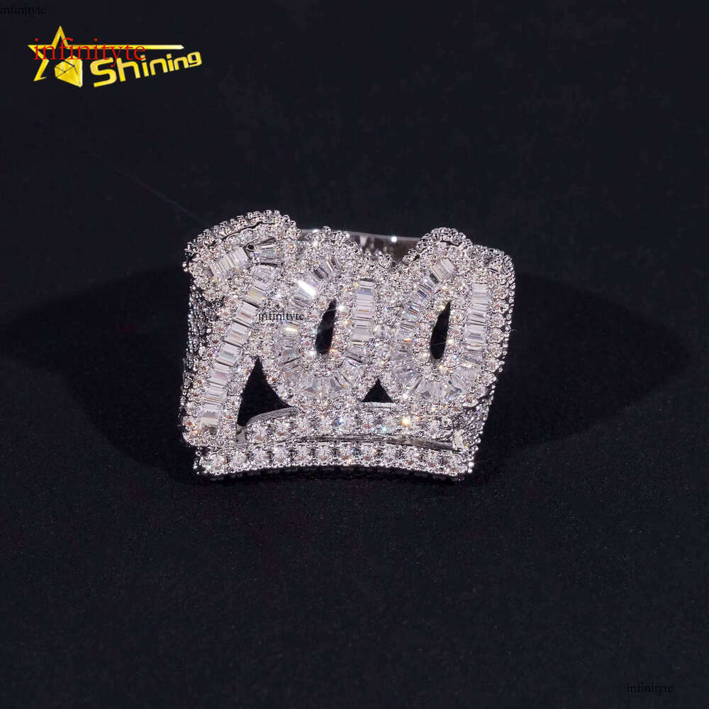 Rappers Hip Hop Jewelry Gold Plated Solid Sterling Sier Fully Iced Out Moissanite Ring