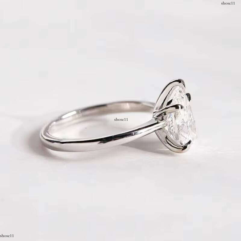 Xingguang Pear Cut White Gold Lab CVD/ Moissanite Dia Ring for Women Engagement/Anniversary/Wedding Fine Jewelry