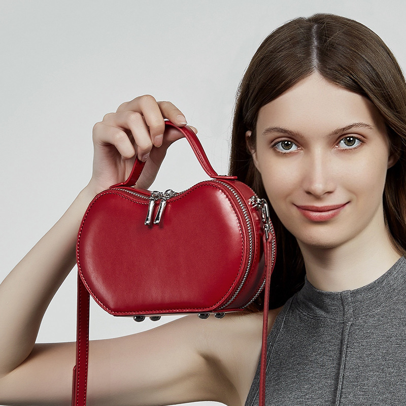 Genuine Leather Niche Design Red Apple For Women Summer New Handbag Commuter Underarm Shoulder Bag Trendy
