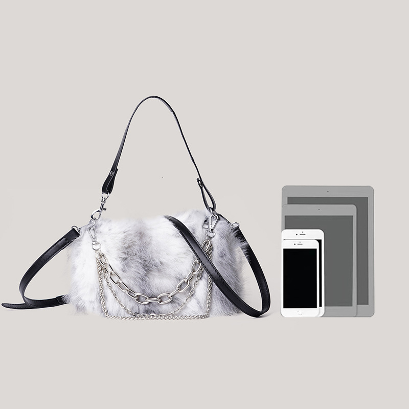 Gradient Color Furry for Women 2025 New Winter Plush Underarm Shoulder Bag ddmymoon