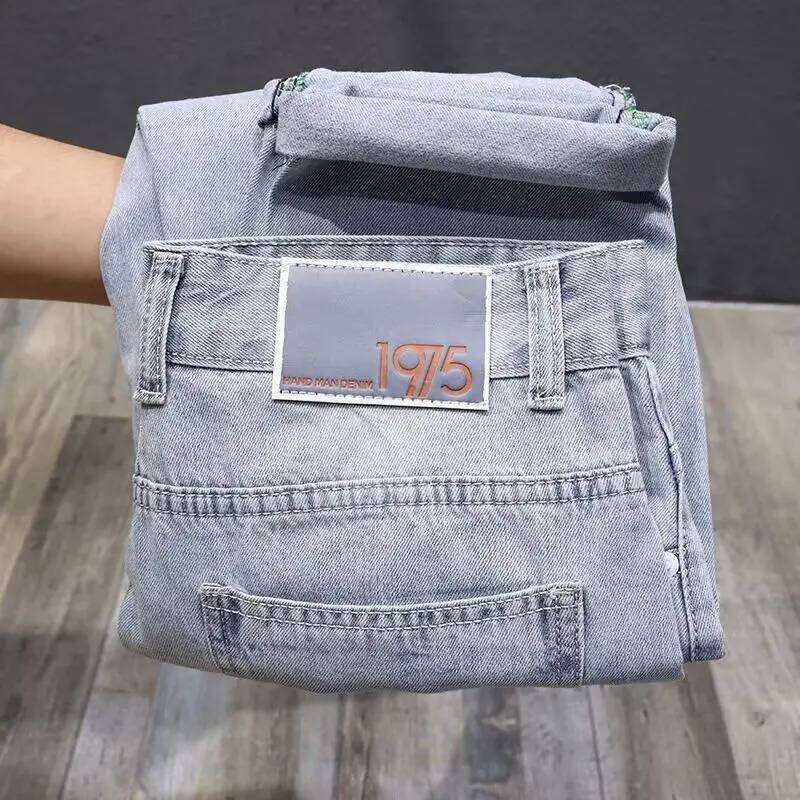 Fashion Clothing Washed Men's Casual Denim Jeans for Spring and Autumn Slim Fit Solid Pants Streetwear Ripped Holes Male