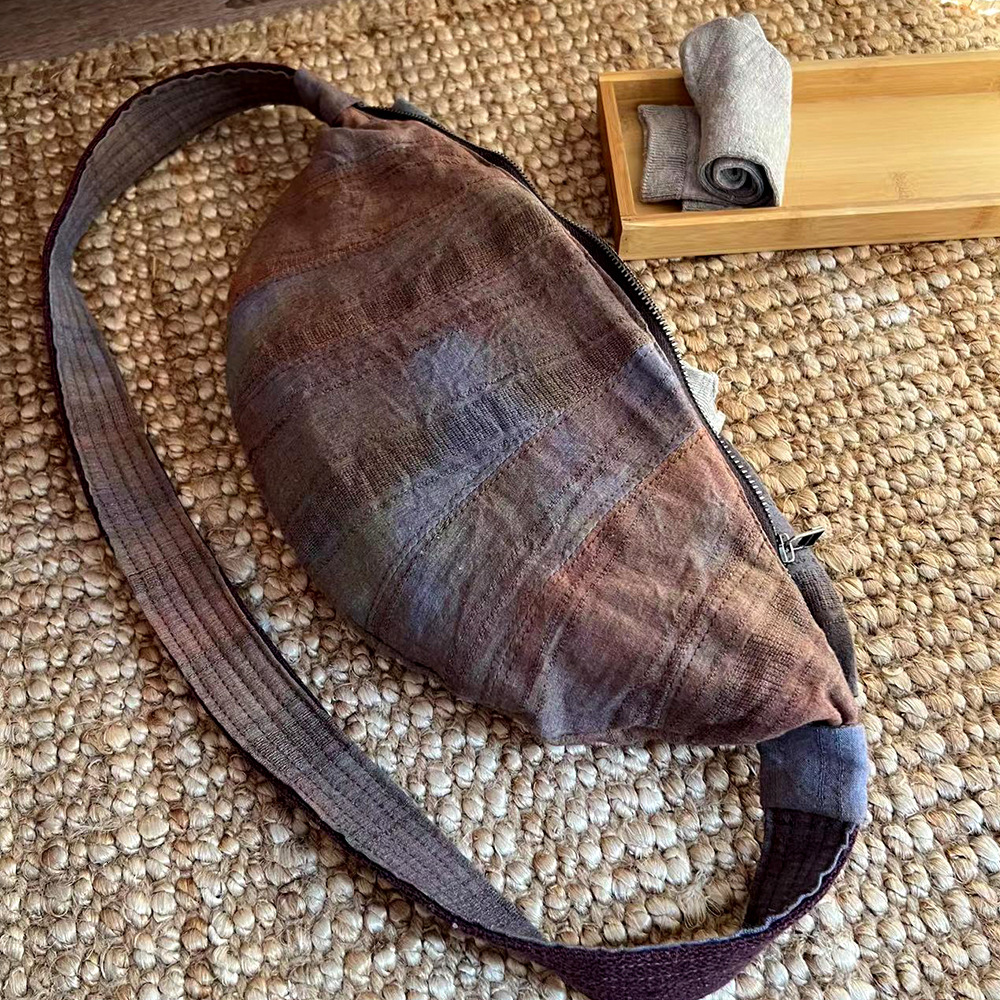 New 2025 Trend Simple Art Cotton And Linen One-piece Dumpling Canvas Bag Niche Korean Designer Bag Casual Armpit Handbag, Women's Waist Bag Free 
