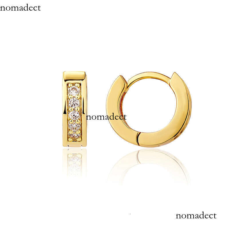Geometric Round Micro Paved Zircon Earrings Personality Versatile Fashion Trend Buckle Ear Jewelry Accessories