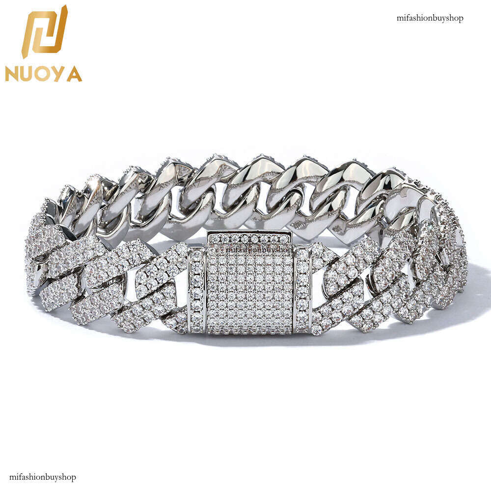 Hip Hop Trendy 14mm Dia Cuban Chain Micro Inlaid Zirconia Bar Men's Bracelet Hiphop