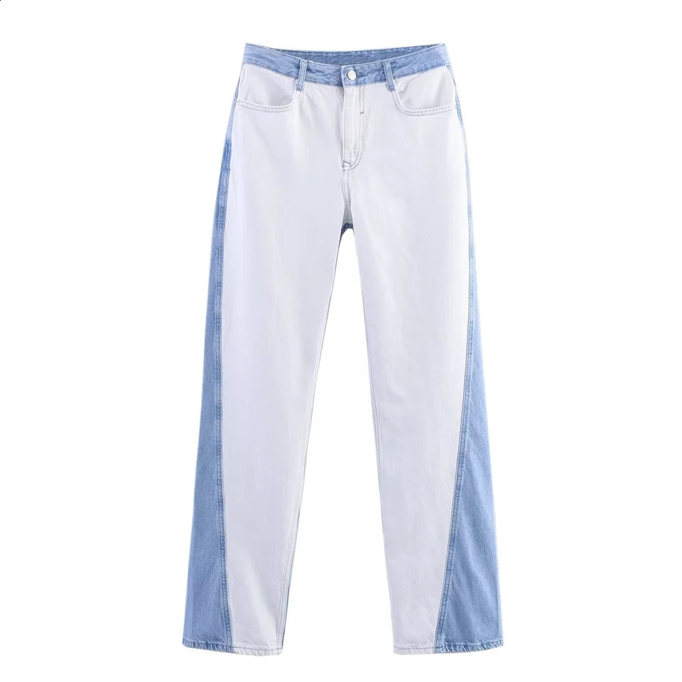 BSK TRAF2025 autumn womens casual fashion contrast color lapel long-sleeved short denim top straight trousers 250808