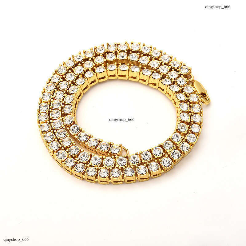Trendy Hip-Hop Chain Full Rhinestone Single Row Necklace HipHop