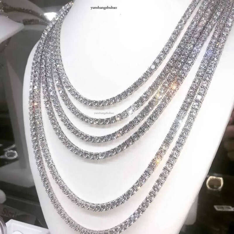 2mm 3mm 4mm 5mm Hip Hop Necklace Sier vvs moissanite tennis chain women mens necklace pass dia tester Chain