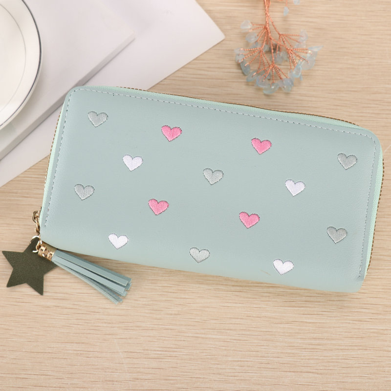 2025 New Versatile Women's Bag Embroidered Cute Female Student Zipper Short Wallet Fashion Clutch Luxury Bag Coin Purse