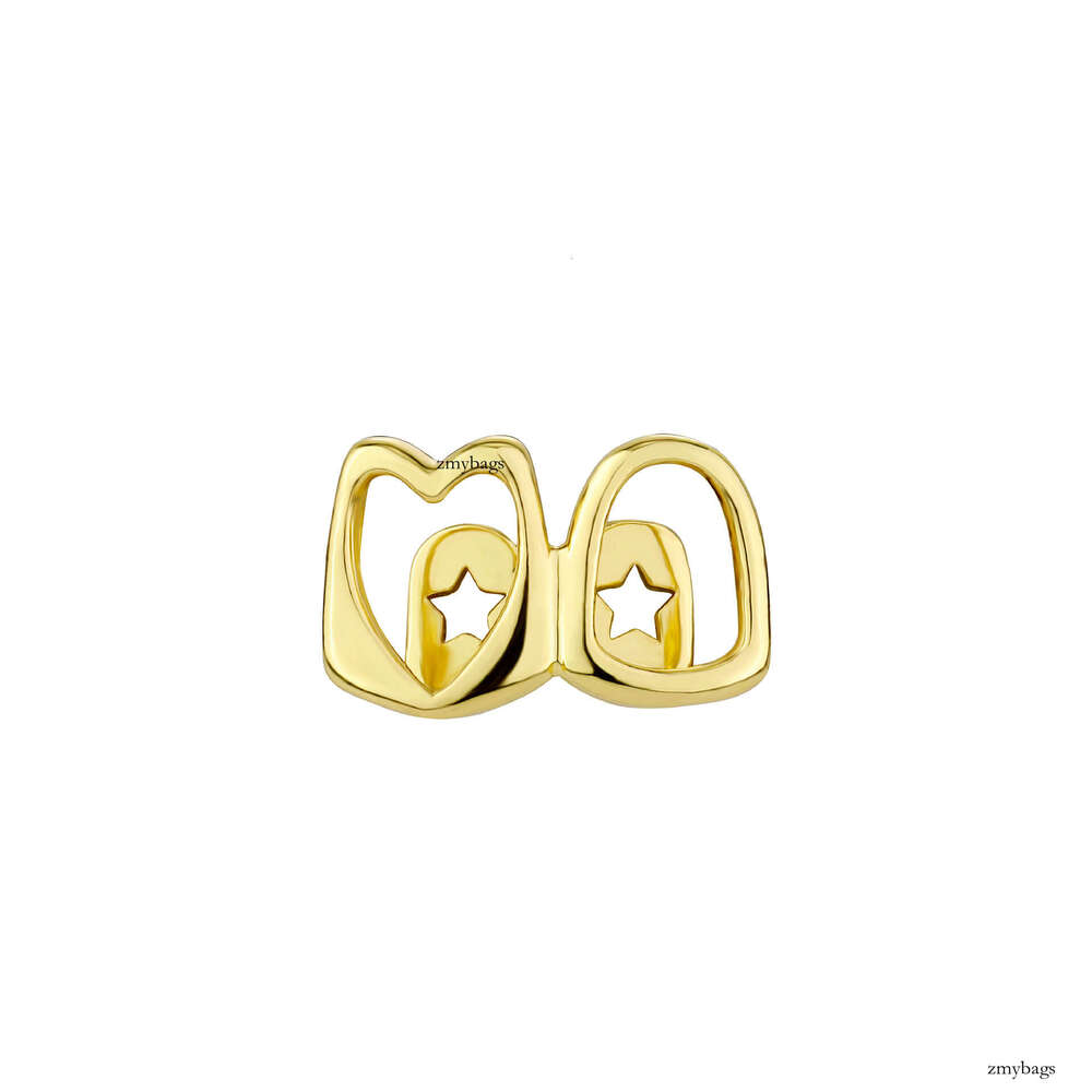 Hollow Heart Double Bracelet Daily Street Cool Glossy Gold Teeth Hip-Hop Versatile Accessory