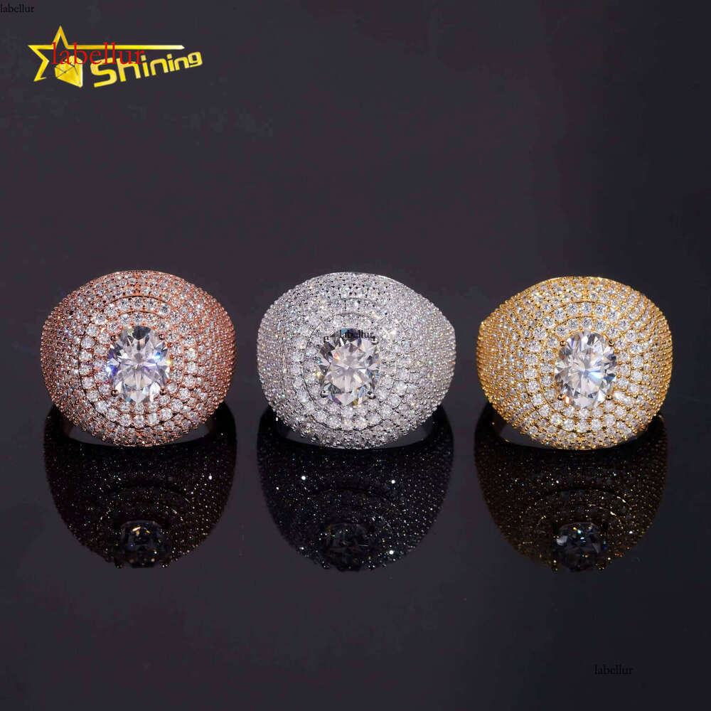 Pass Tester Hip-Hop Jewelry Pure Silver Full VVS Silicon Ice Out Men's Ring