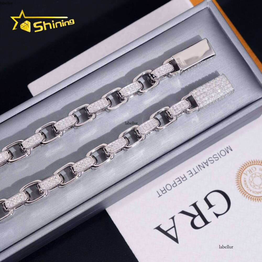 Shining Wholesale Price Sier Hip Hop Jewelry Iced Out Moissanite Cuban Bracelet Pass Tester