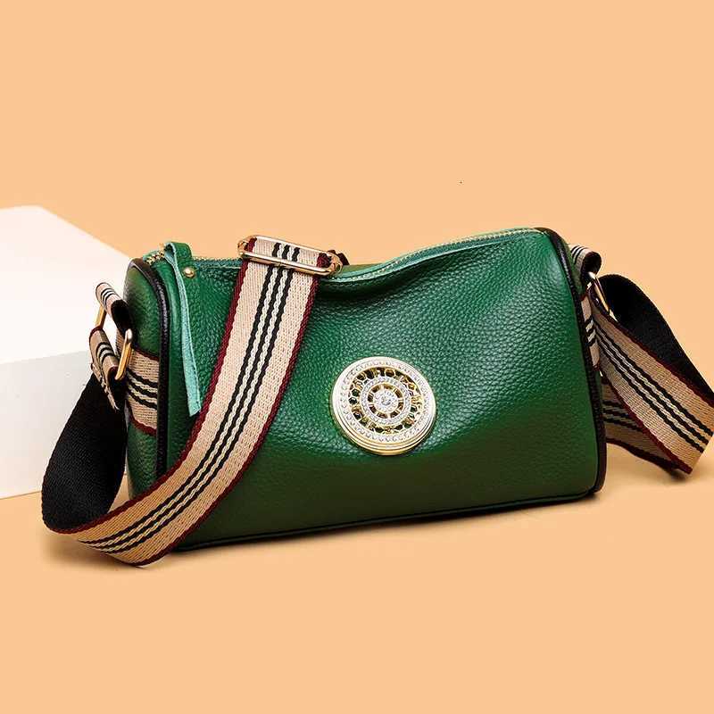 Genuine Leather Crossbody Bag Stylish Black Camel Green Womens Trendy Handbag Single Shoulder Bag with Adjustable Strap Z250809
