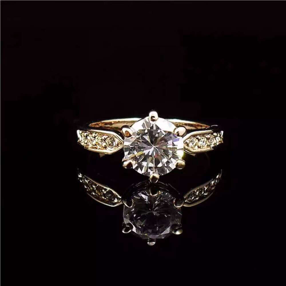 Simulated Silicon Stone Couple Rings Wedding Proposal Six-Prong Ring