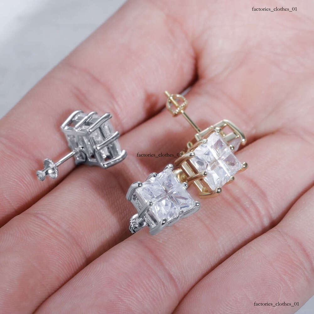 INS Hip-Hop Square Zircon Unisex Fashion Personality Simple Earrings Jewelry