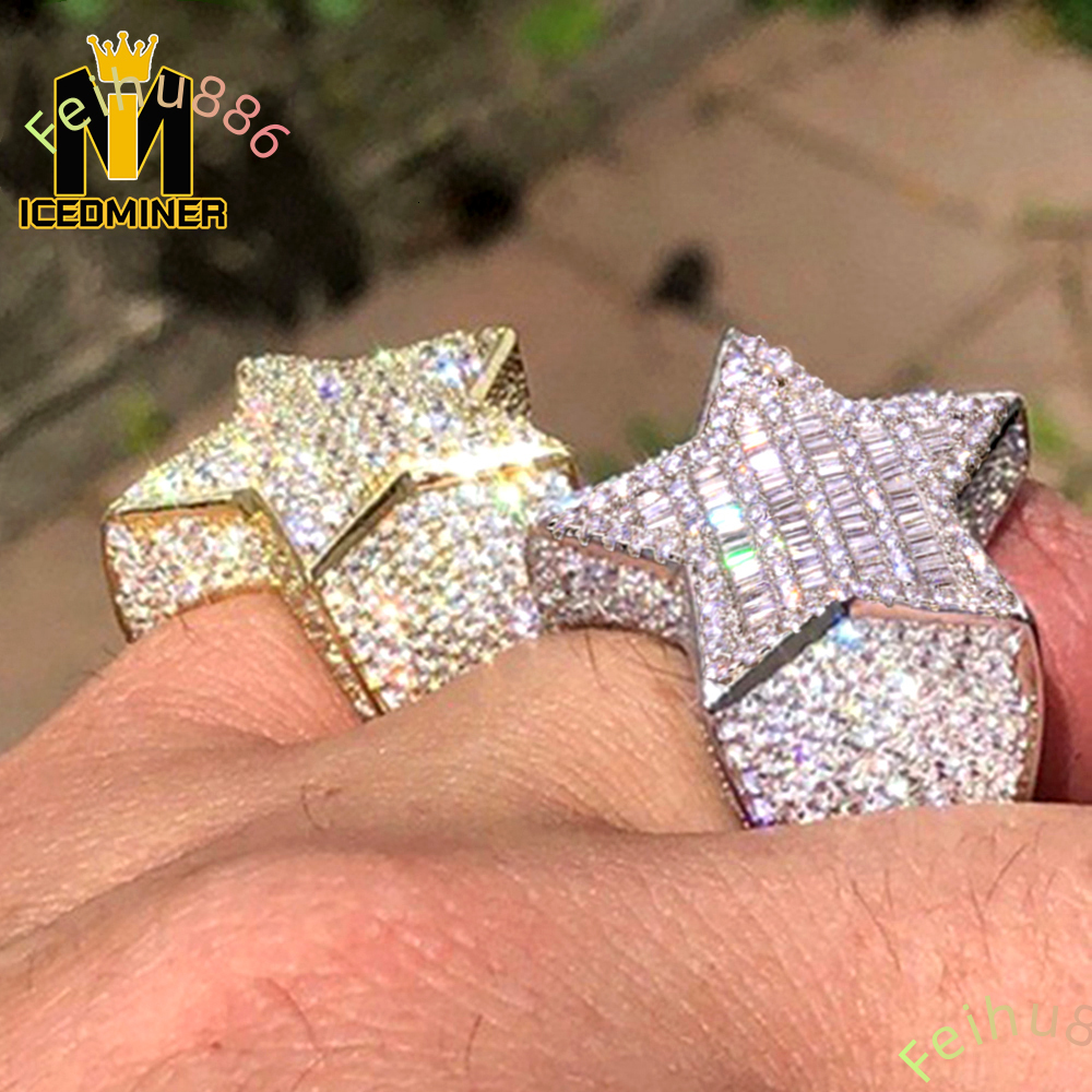 Hot Sale Star Rings Full With Moissanite Ring Gifts Couple Wedding FingerJewelry Iced Out Rings Men