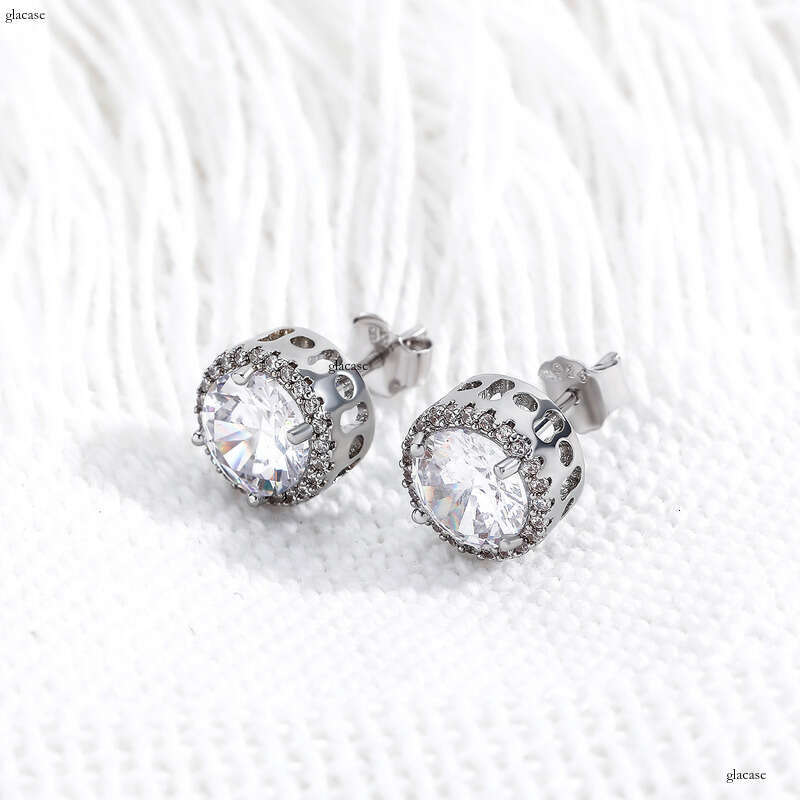 INS Minimalist Style Large Zircon Jewelry EarringIced Out VVS Needle Personality Fashion Accessories