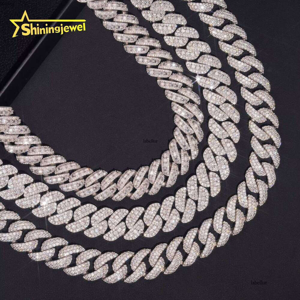 High-Quality Hip-Hop Jewelry Iced Out VVS Moissanite Heavy 18Mm Sier Cuban Chain Necklace