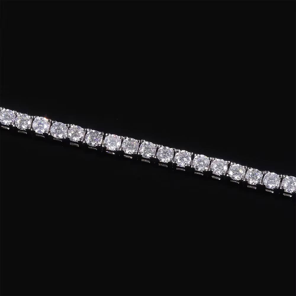 U02B Abiding Custom 925 Sterling Silver White Moissanite Diamond Tennis Bracelet S925 3mm 5mm Round Moissanite Tennis Bangle