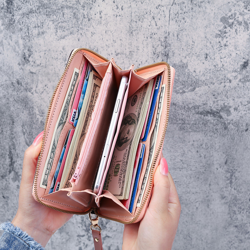 2025 New Luxury Bag Long Wallet For Women Zipper Wallet Korean Style Patchwork Color Block Tassel Versatile Card Holder Phone Bag