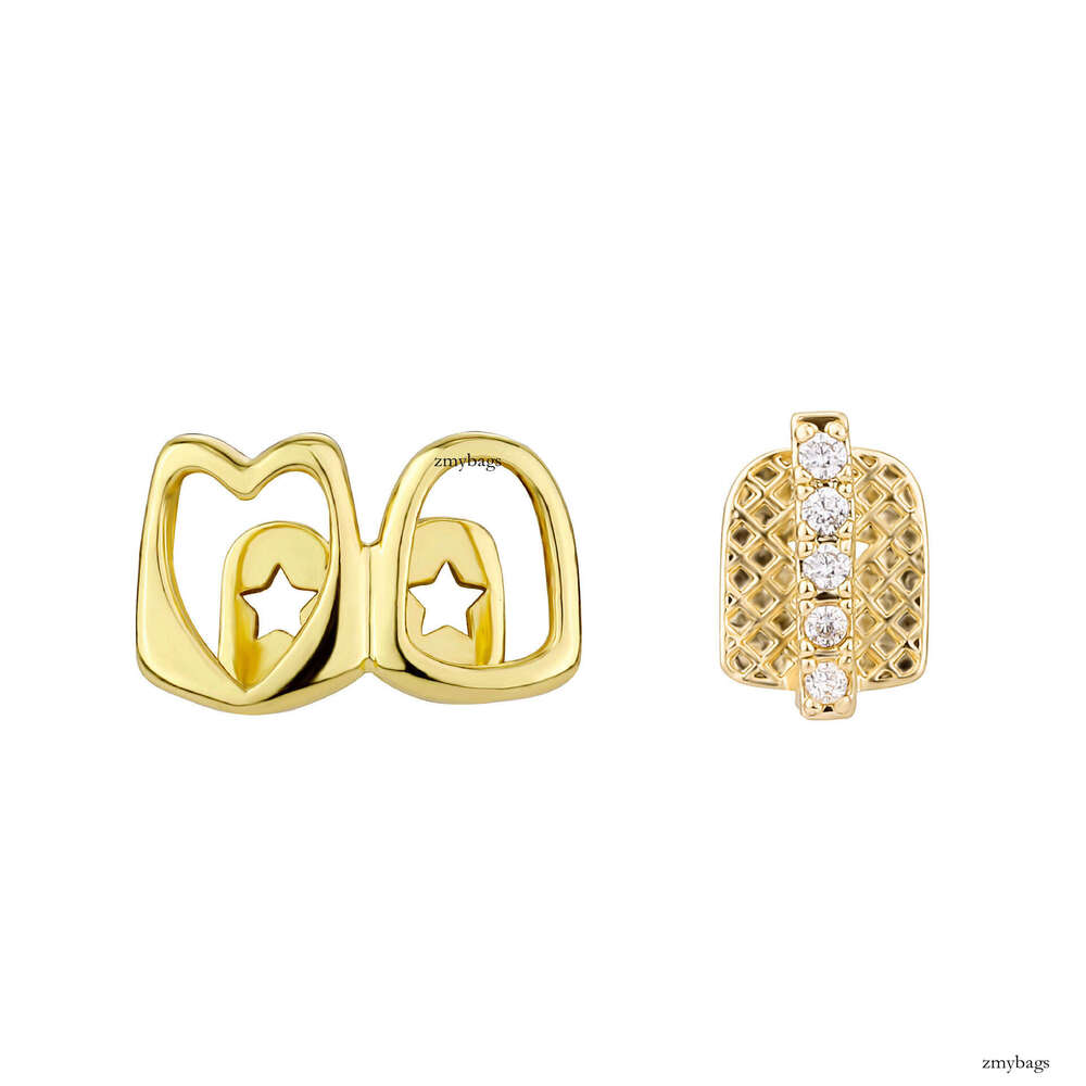 Hollow Heart Double Bracelet Daily Street Cool Glossy Gold Teeth Hip-Hop Versatile Accessory