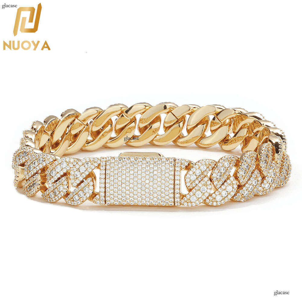 Hip Hop 14mm Flip Cover Full Dia Zircon Cuban Chain Men's Bracelet Jewelry