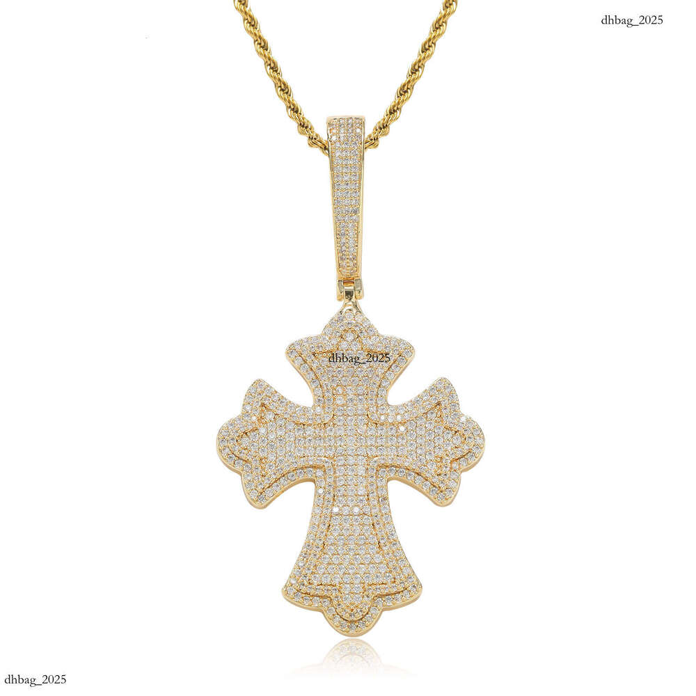 Minimalist Cross Pendant Sterling Silver Inlaid Moissanite chain Full Dia Necklace for Men and Women Creative Versatile Jewelry
