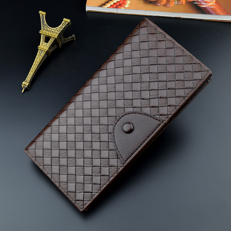 New Men's Wallet Long Style Retro Woven Pattern Large Capacity Designer Bag Luxury Bag Multi-card Slot Fashion Leather Wallet Suit Bag