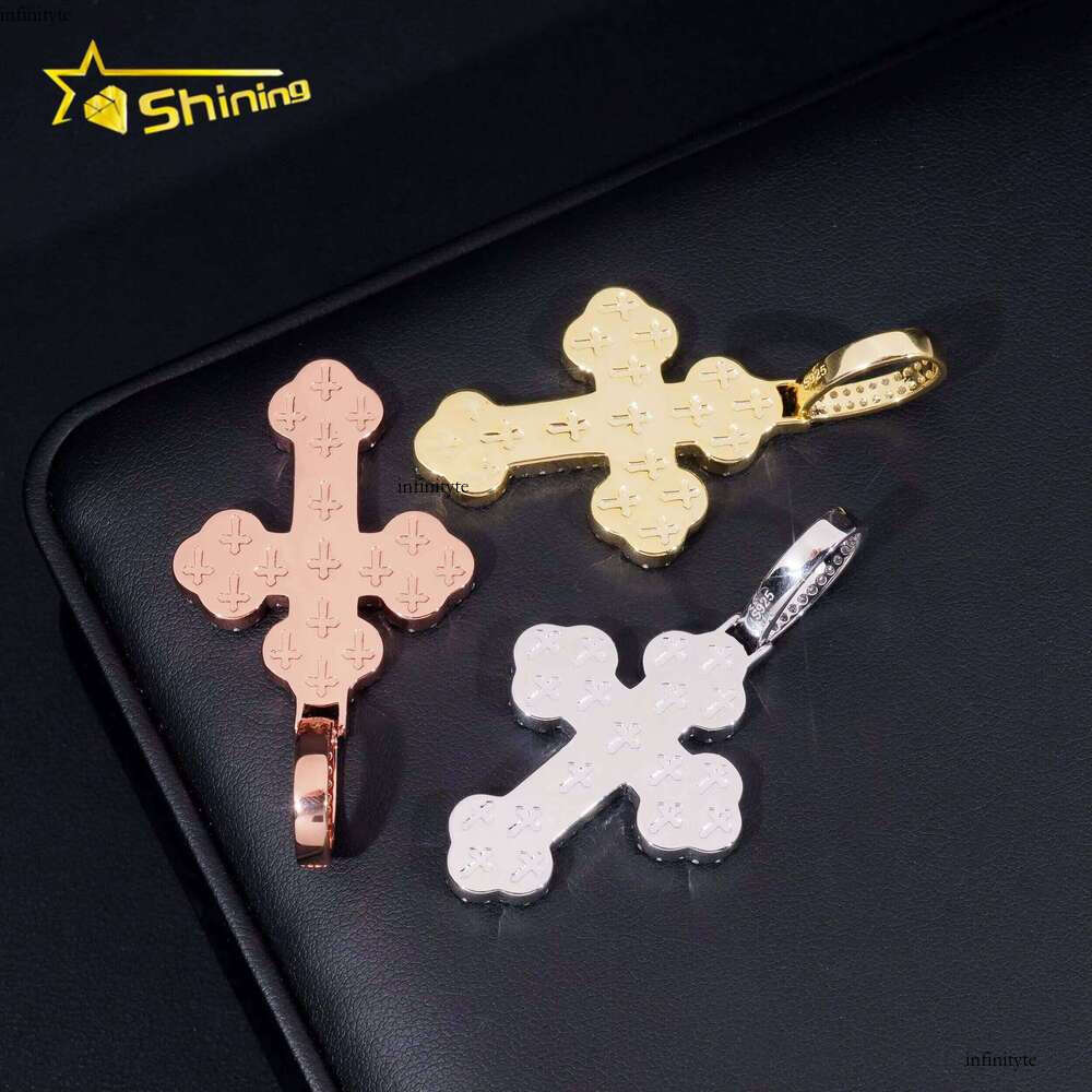 Ready to Ship Iced Out Cross Solid Sier with Moissanite Dia Hip Hop Pendant Necklace Jewelry Wholesale