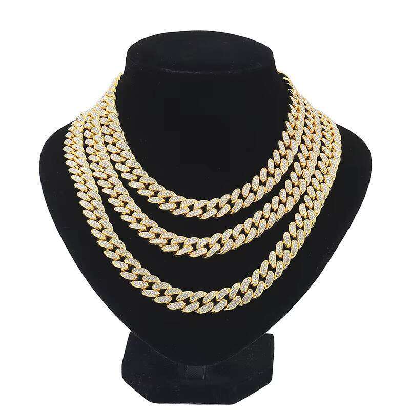 Fashion Stainless Steel Hip-Hop Iced Gold Cuban Chain Bracelet Jewelry for Women Heavy Necklace