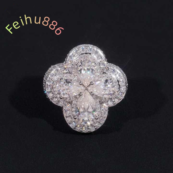 New Arrivals Hot Sale Hip Hop Style Luxury Cross Design Fully Iced Out 925 Silver Cross Pear Cut Diamond Mens Moissanite Ring