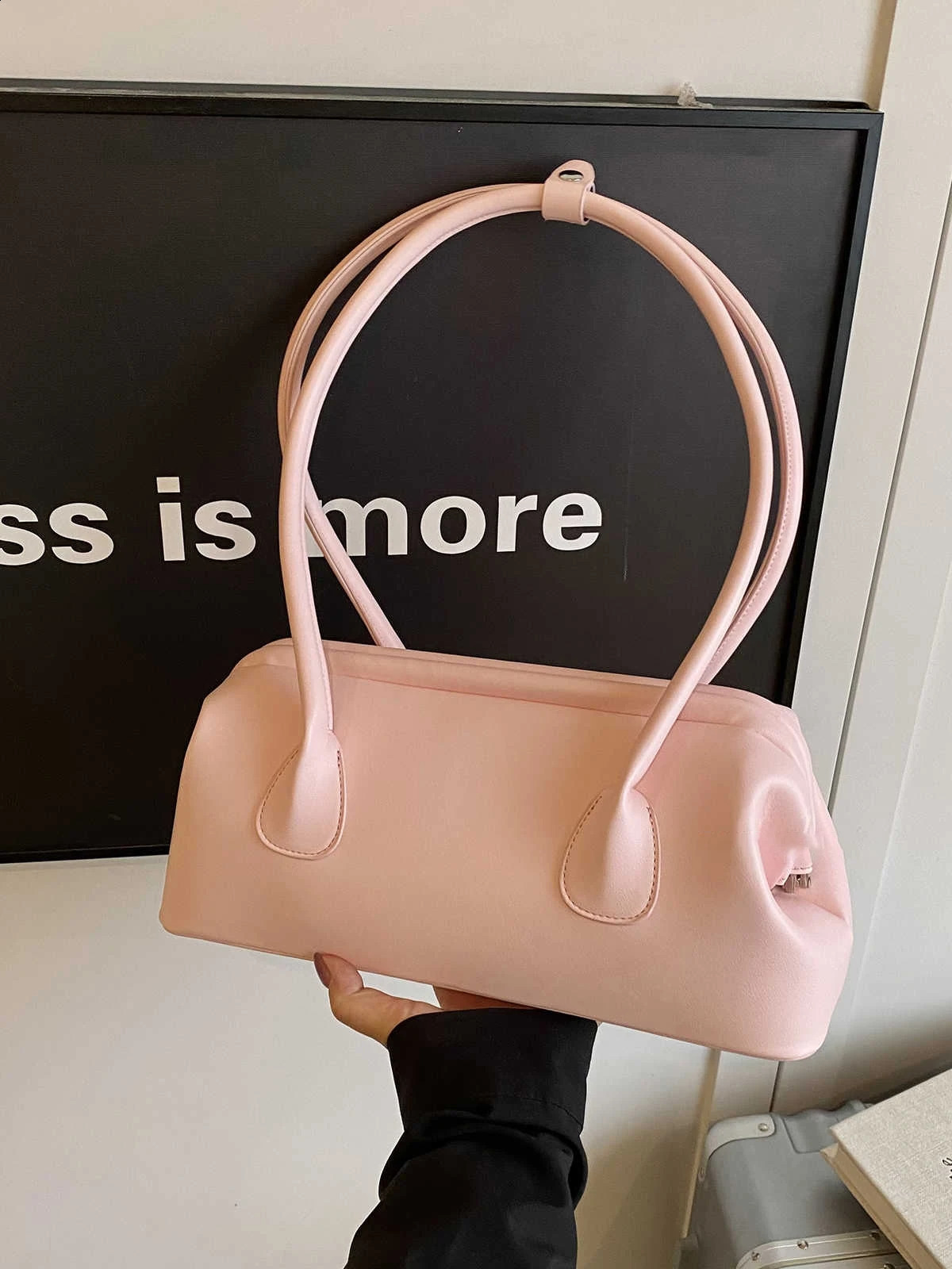 Fashion Women Underarm Bag Spring and Summer Solid Color Button Free PU Shoulder Bags French Casual Simple Handbags 250809