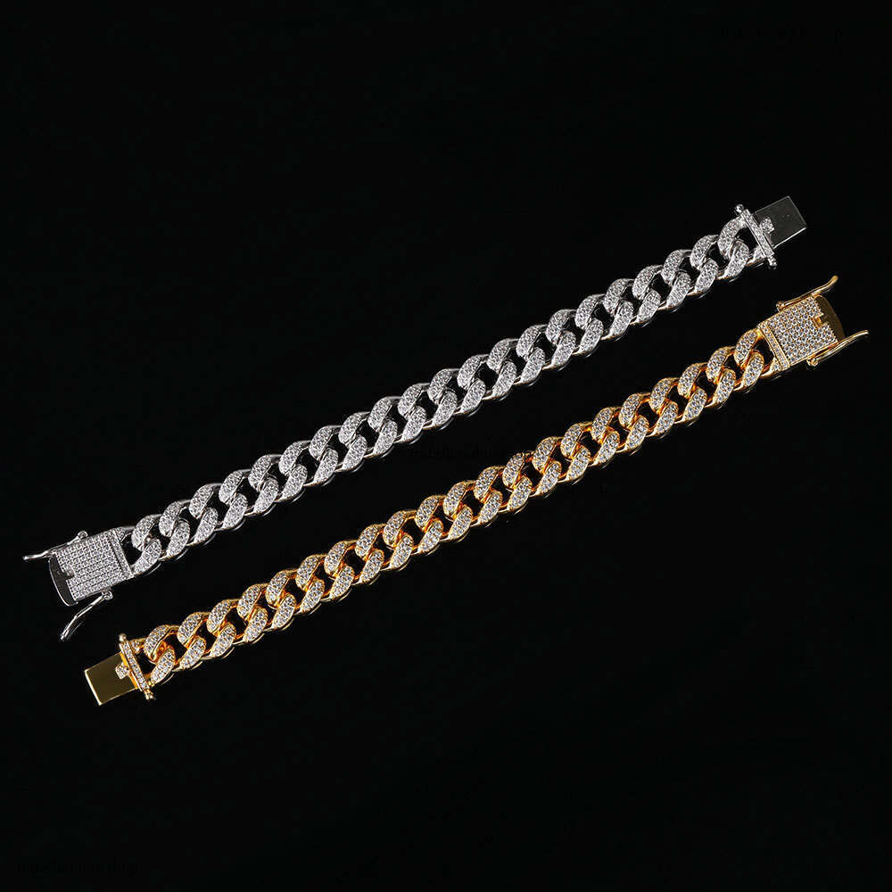 12mm High-Quality Double Row Full Dia Cuban Micro Pave Zircon Hip Hop Men's Bracelet Jewelry