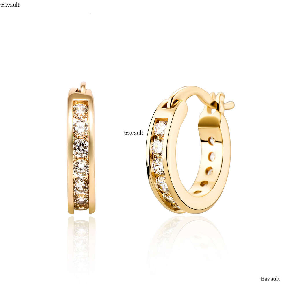 INS Trendy Hoop Unisex Hip-Hop Studs Personality Simple Dia-Studded Earrings