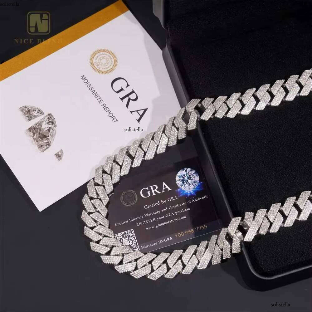 Pass Tester Sterling Sier18mm Custom Iced Out Hip Hop Jewelry VVS Moissanite Dia Cuban Link Chain Necklace