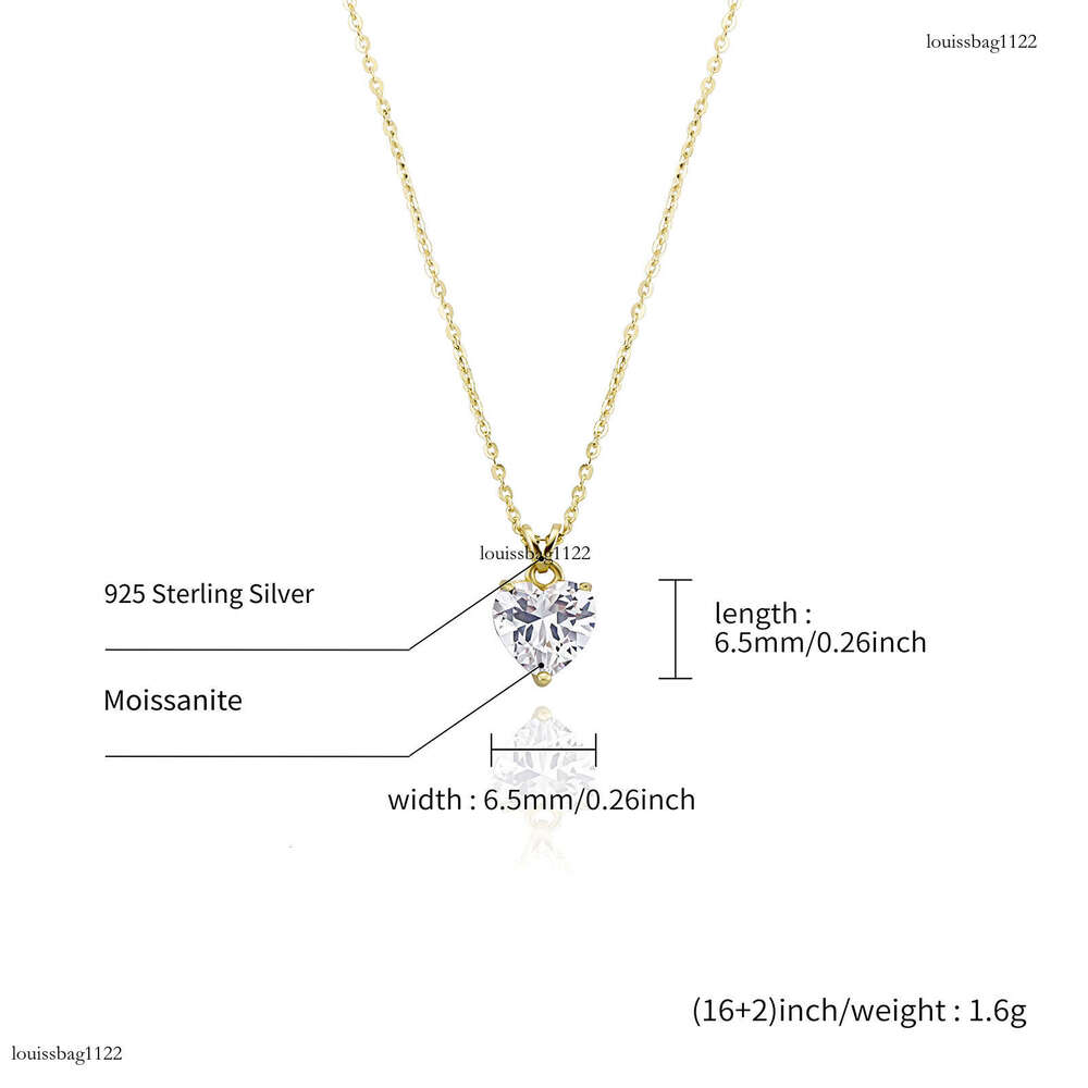Iced Out VVS D Color Heart Moissanite 1-2 ct Women's Valentine's Day Pendant Gold Plated Necklace