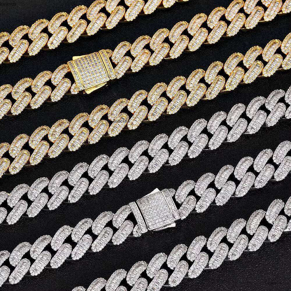 NUOYA 12mm Hip Hop Jewelry Iced Out Dias for Men Women Sier/Gold Plated Mixed Zircon Cuban Chain Bracelet