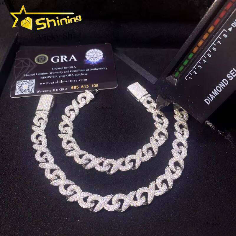 New Arrival Hip Hop Sier 10MM VVS Moissanite Bracelet Iced Out Infinity Cuban Link Chain