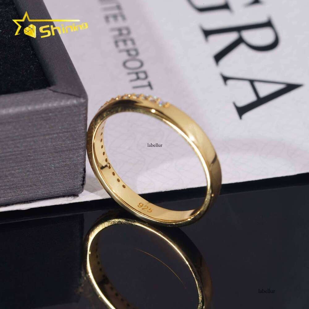 fashion Jewelry Gold Plated Female Sterling Silver Half Eternity Band Moissanite Ring