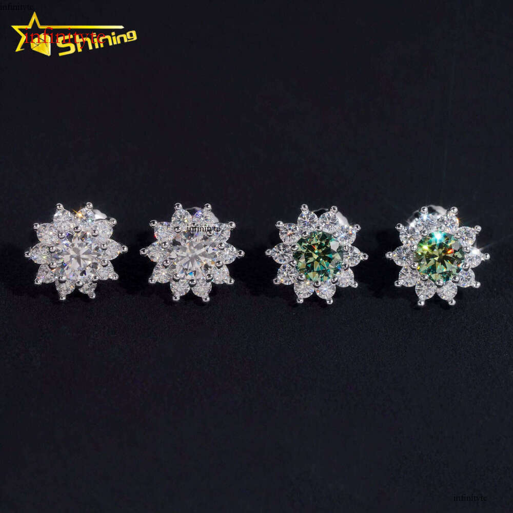 Pass Tester GRA Certified Stocks VVS Dia Sterling Sier Cluster Blue Green Moissanite Stud Earrings