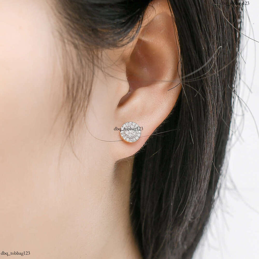 S Men's Round Micro Paved Zircon Sier Stud Earrings Hip Hop Accessories