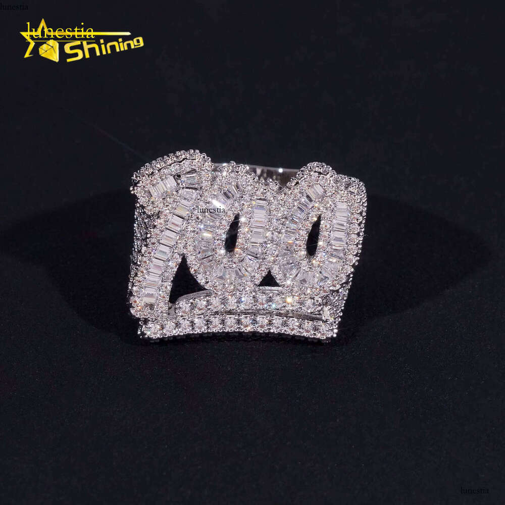 Rappers Hip Hop Jewelry Gold Plated Solid Sterling Sier Fully Iced Out Moissanite Ring